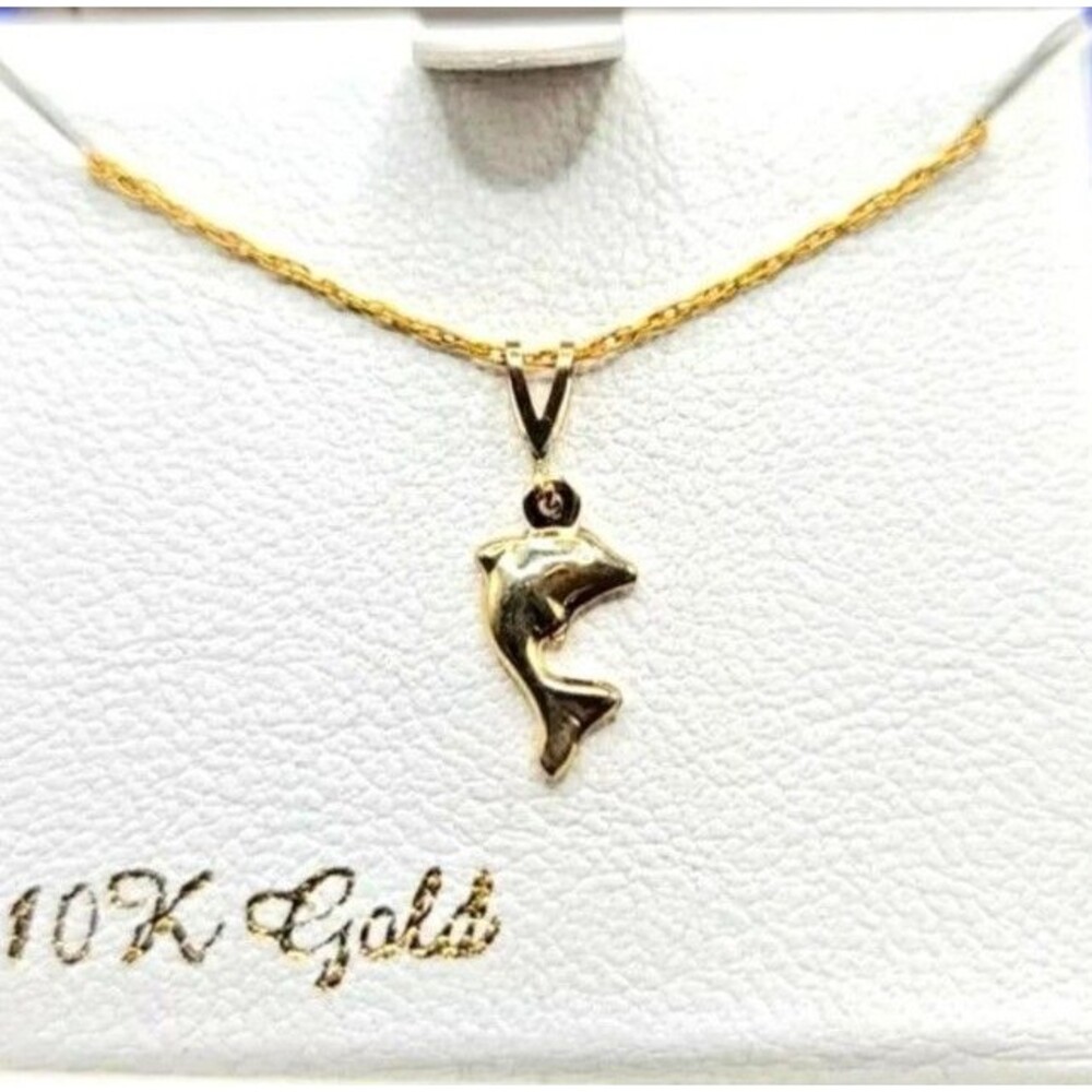 Everlasting Gold 10k Gold Dolphin Charm Pendant on 14k Gold Filled Chain